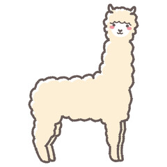 ふわふわのアルパカのイラスト（全身）