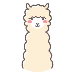 Fototapeta premium ふわふわのアルパカのイラスト（正面向きの顔）