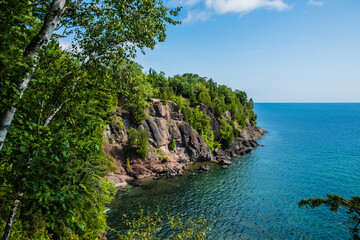 Blue waters of Lake Superior, at Presque Isle Park.