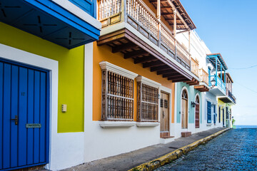 Colorful buildings in historic center of San Juan, Puerto Rico.