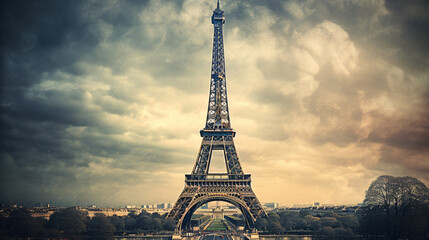 View of Eiffel tower - obrazy, fototapety, plakaty
