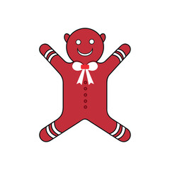 Gingerbread man holiday biscuit or cookie flat vector icon