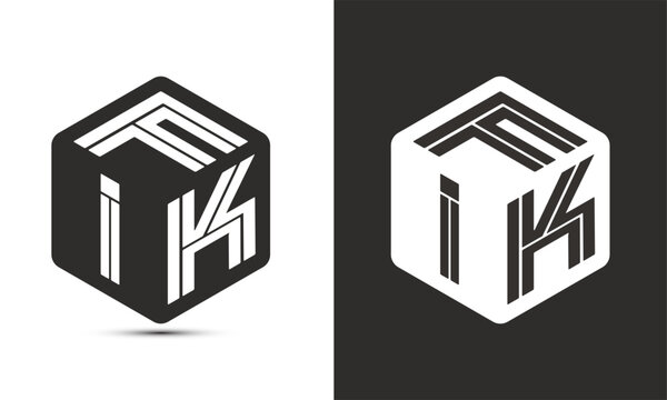 FIK letter logo design with illustrator cube logo, vector logo modern alphabet font overlap style.
