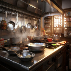 morning chinese kitchen, modern stainless steel, equipments, works