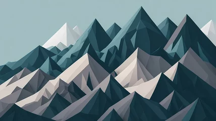 Fotobehang Bergen Mountain Serenity - abstract background with majestic, detailed mountain peaks, fading into soft, muted gradients and minimalistic shapes, capturing the tranquility of nature.