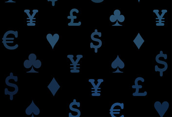 Dark blue vector pattern with symbol of cards.