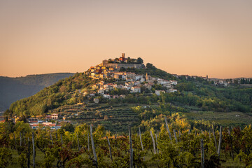 Beautiful sunset in Motovun, Croatia