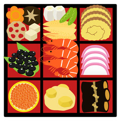 おせち料理。日本の伝統的な正月料理。