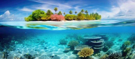 Maldives Thoddoo island with tropical vibes and underwater beauty With copyspace for text