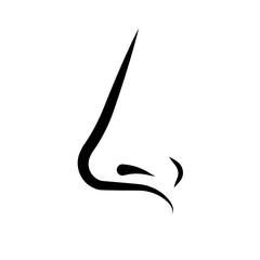 Simple human nose icon from the side. Vector.