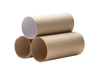 Short tissue paper cores in stack isolated on white background with clipping path