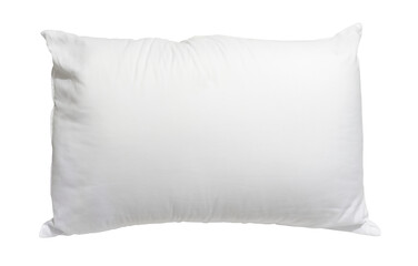 White pillow in hotel or resort room isolated on white background with clipping path in png file format. Concept of comfortable and happy sleep in daily life