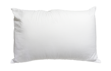 White pillow in hotel or resort room isolated on white background with clipping path in png file format. Concept of comfortable and happy sleep in daily life