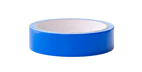 Blue vinyl adhesive tape isolated on white background with clipping path. Close up