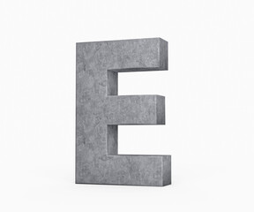 3d Concrete Capital Letter E Alphabet E Made Of Grey Concrete Stone White Background 3d Illustration