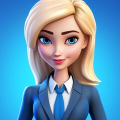 3D character portrait of a business woman