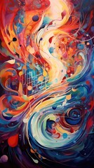 colorful background with musical notes