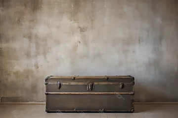 Foto op Aluminium old travel trunk against a plain wall © Castle Studio