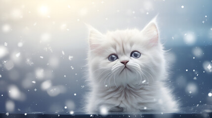 Adorable White Kitten with Mesmerizing Blue Eyes