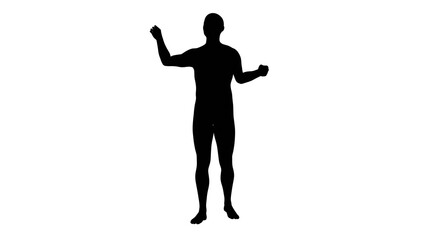 Silhouette of a beautiful young athletic man gesturing, transparent background. 3d illustration (rendering).