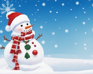 Christmas background with snowman ai generated 