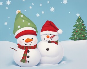 Christmas background with snowman ai generated 