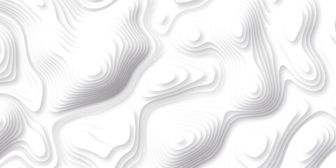 Fototapeta premium Abstract white paper cut background with lines. Background of the topographic map. White wave paper curved reliefs abstract background. Realistic papercut decoration textured with wavy layers.