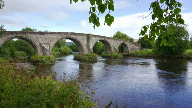 Medieval stone bridge, monument to the Battle of William Wallace, Stirling, Scotland.