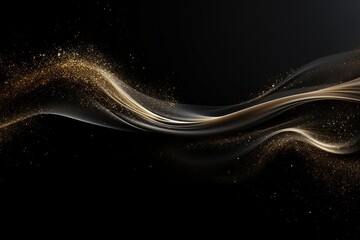 Elegant Abstract: Golden Dust Splash Shaping Waves on Dark Background
