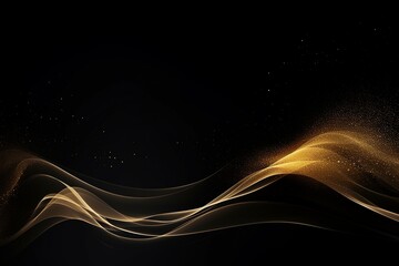 Elegant Abstract: Golden Dust Splash Shaping Waves on Dark Background