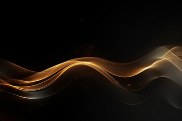 Elegant Abstract: Golden Dust Splash Shaping Waves on Dark Background