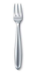 Pastry fork. Realistic silverware. Shiny steel cutlery