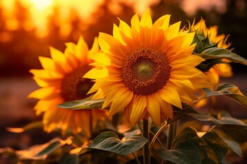 Stunning Close-Up of Sunflowers in a Vibrant Field