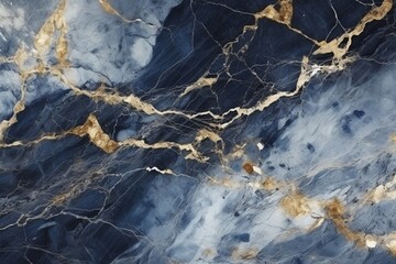 Elegant Blue Marble Texture with White and Gold Veins