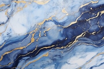 Fototapeta premium Elegant Blue Marble Texture with White and Gold Veins