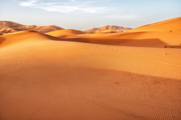 Fototapeta na wymiar Morocco. Sand dunes of Sahara desert