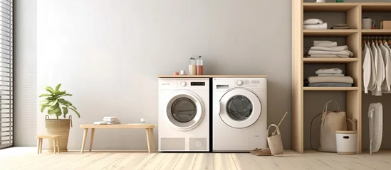 Foto op Plexiglas Laundry room interior with washing machine © Mas
