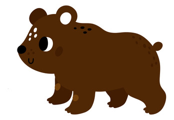 Cute bear smiling. Happy baby forest animal