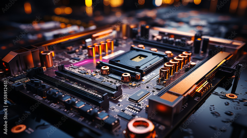 Aufkleber inside the machine: computer motherboard with empty text area