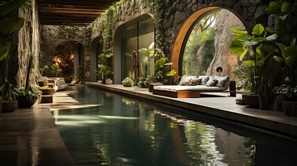 exterior design pool villa with living room