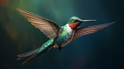 Graceful hummingbird, realistic yet endearingly fluffy