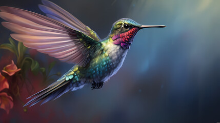 Fototapeta premium Graceful hummingbird, realistic yet endearingly fluffy