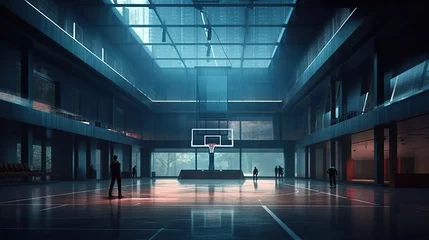 Foto op Aluminium A cinematic and realistic high-ceiling basketball court © Mas