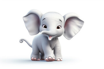 cute cartoon elephant monster on white background