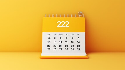 Desktop calendar on a yellow background.  - obrazy, fototapety, plakaty