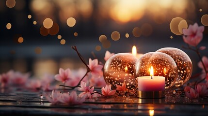 Romantic candles on a passionate background
