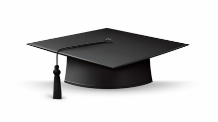 A 3D vector illustration features a traditional graduation cap commonly worn during graduation ceremonies at colleges, high schools, or universities.