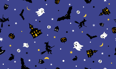 Simple midnight blue Halloween background. Vector Halloween Illustration.