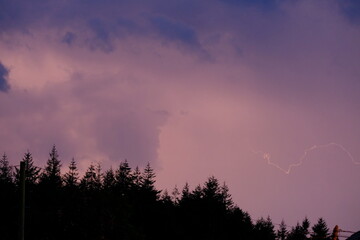 lightning on a purple sky