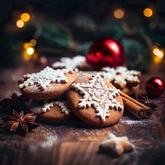 Fototapeta na wymiar christmas cookies with chocolate and nuts